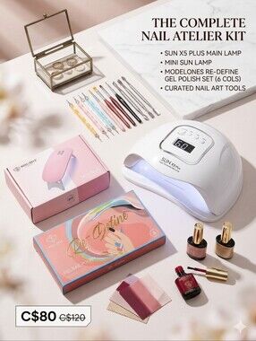 UV LED Nail Lamp, With 6 Gel Polishes, A Mini Lamp And Nail Art Tools